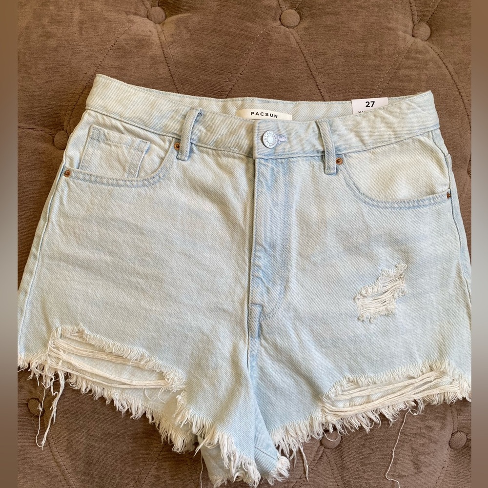 NWT PacSun Light Blue Distressed Denim Shorts